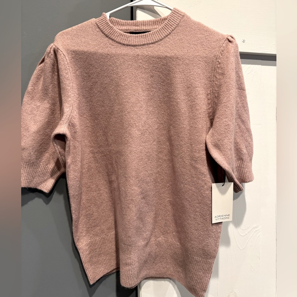 Adrienne Vittadini Puff Sleeve Sweater - Short Sleeve Size Medium
